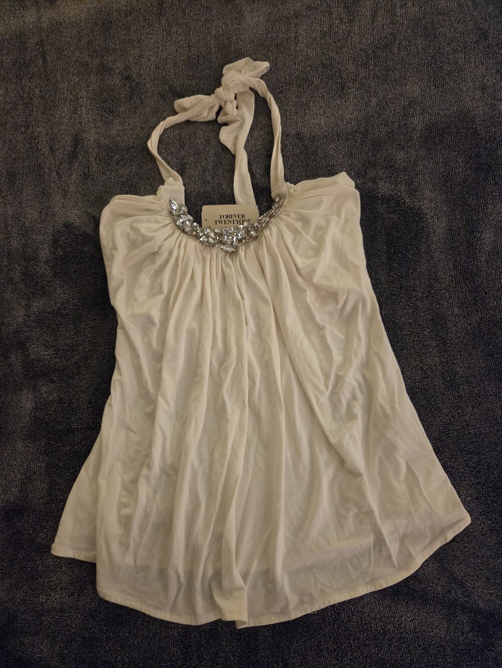 Y2k Halter Top with Embellished Neckline